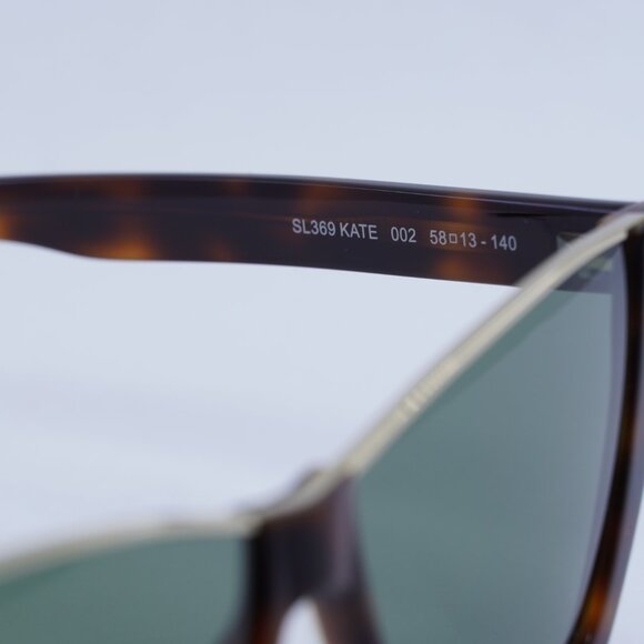 Saint Laurent SL369 KATE 002 Sunglasses Havana Cat Eye Frame, Green Lenses - Picture 10 of 11